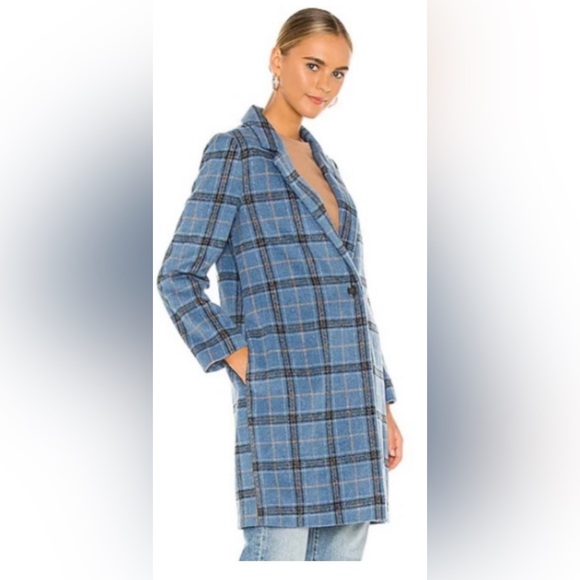 Cupcakes and Cashmere Womens Coronet Blue Plaid Robyn Coat One Button Size XS - Picture 7 of 8